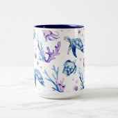 Tasse 2 Couleurs Sous la mer les créatures sans couture motif (Centre)