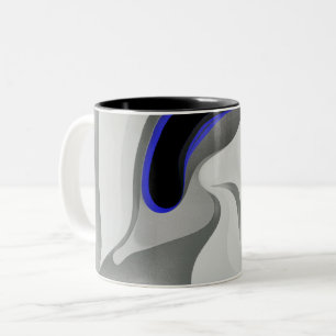 Tasse 2 Couleurs Sous le bleu : gris Abstrait, noir et bleu
