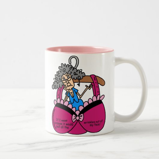 Tasse 2 Couleurs Soutiens-gorge et humour de rides (Droit)