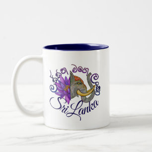 Tasse 2 Couleurs Souvenirs sri lankais avec Elephant et Lotus