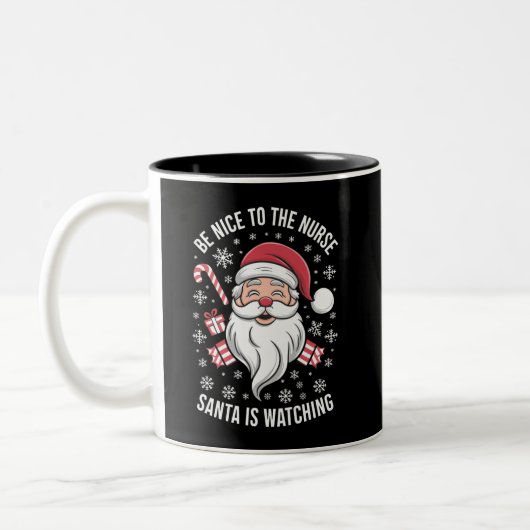 Tasse 2 Couleurs Soyez Gentil Avec L'Infirmière Père Noël Regarde N (Gauche)