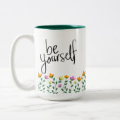 TASSE 2 COULEURS SOYEZ VOUS-MÊME DESIGN AVEC FLEURS (Gauche)