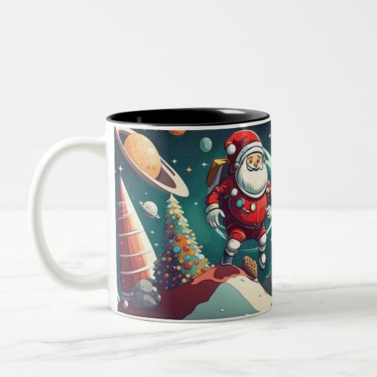 Tasse 2 Couleurs Spaceman père Noël fun (Gauche)