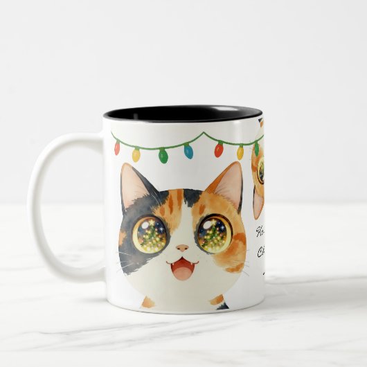 Tasse 2 Couleurs Sparkly-Eyed Cats Holy Calico Lights (Gauche)