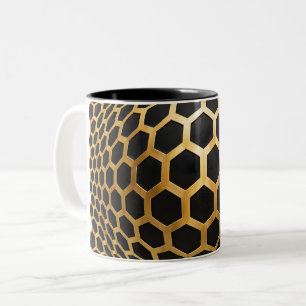 Tasse 2 Couleurs Sphère Hexagone Doré