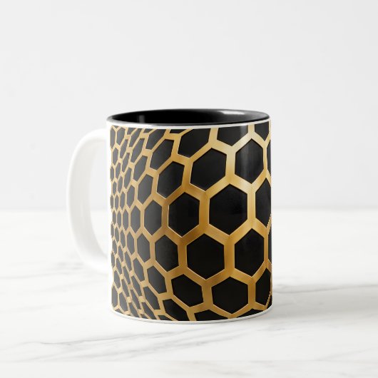 Tasse 2 Couleurs Sphère Hexagone Doré (Devant gauche)