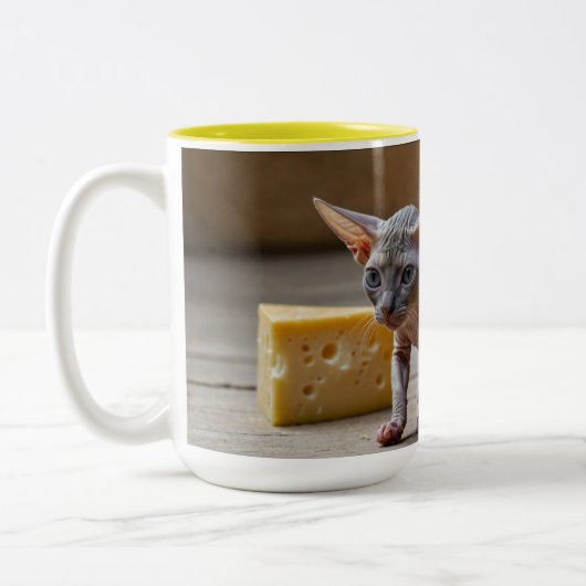 Tasse 2 Couleurs Sphynx Kitten et fromage (Gauche)