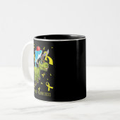 Tasse 2 Couleurs Spina bifida sensibilisation requin et dinosaure (Devant gauche)