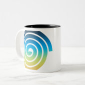 TASSE 2 COULEURS SPIRALE BLEUE ET VERTE (Devant gauche)