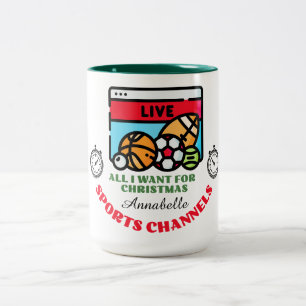 Tasse 2 Couleurs Sports à la télévision Musique de Noël avec rebord