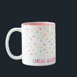 Tasse 2 Couleurs SPRINKLES moderne mignon à motif coloré fête festi<br><div class="desc">par kat massard >>> WWW.SIMPLYSWEETPAPERIE.COM <<<</div>