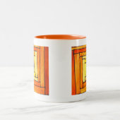 Tasse 2 Couleurs square art Deco yellow retro pattern (Centre)