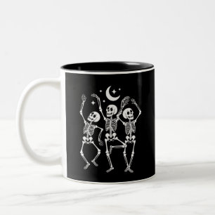 Tasse 2 Couleurs Squelette dansant Joyeux Halloween Crâne d'automne