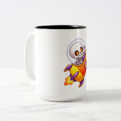 Tasse 2 Couleurs Squelette d'astronaute de fusée spatiale mignon Ha (Devant gauche)