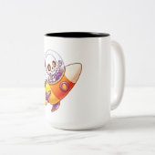 Tasse 2 Couleurs Squelette d'astronaute de fusée spatiale mignon Ha (Devant droit)