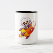 Tasse 2 Couleurs Squelette d'astronaute de fusée spatiale mignon Ha (Centre)