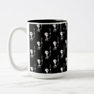 Tasse 2 Couleurs squelette d'Halloween avec une épée