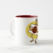 Tasse 2 Couleurs Squelette d'Halloween effrayant (Devant gauche)