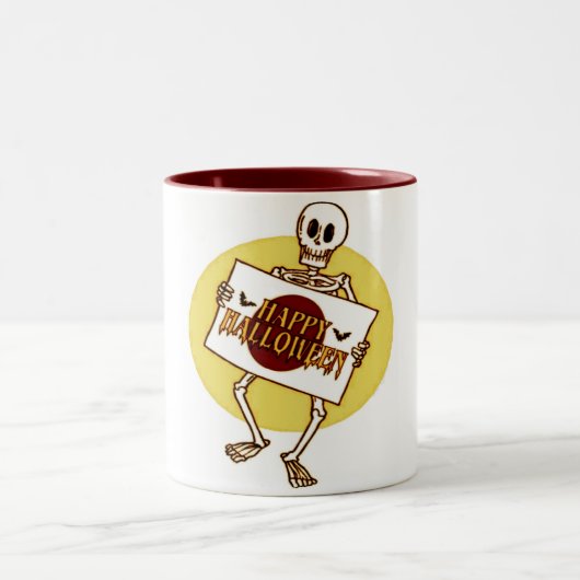 Tasse 2 Couleurs Squelette d'Halloween effrayant (Centre)
