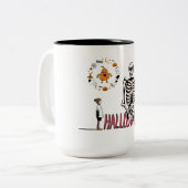 Tasse 2 Couleurs Squelette d'Halloween et Citrouille (Devant gauche)