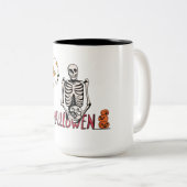 Tasse 2 Couleurs Squelette d'Halloween et Citrouille (Devant droit)