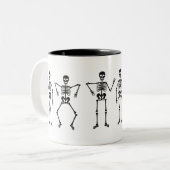 Tasse 2 Couleurs Squelette Silhouette Halloween Musique (Devant gauche)