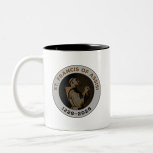 Tasse 2 Couleurs St. François d'Assise 1226–2026 & Objet Cadeau de