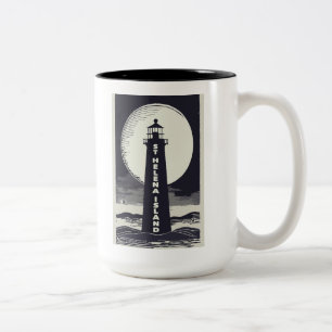 Tasse 2 Couleurs St. Helena Island Michigan Lighthouse Moon