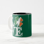 Tasse 2 Couleurs St Patrick Love Chance Irlande Trèfle Vert  (Devant gauche)