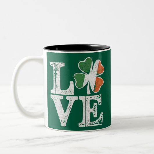 Tasse 2 Couleurs St Patrick Love Chance Irlande Trèfle Vert  (Gauche)