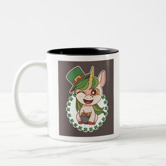 Tasse 2 Couleurs St patrick Unicorn (Gauche)