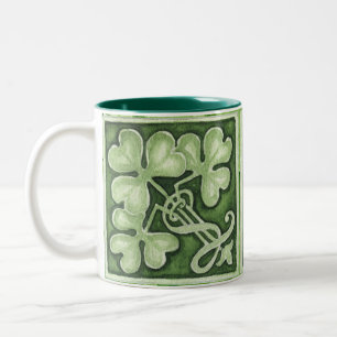 Tasse 2 Couleurs St. Patrick's Day avec Shamrock Aquarelle verte T