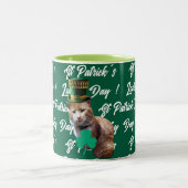 Tasse 2 Couleurs St Patrick's Lucky Day Cute Cat Leprechaun Hat, (Centre)