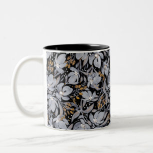Tasse 2 Couleurs Stand Out Argent et Or sur Black Artistic Floral