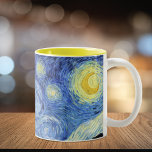 Tasse 2 Couleurs Starry Night Crescent Moon Van Gogh<br><div class="desc">Une tasse à café d'art avec le tableau postimpressionniste de Vincent van Gogh,  Starry Night (1889). Un paysage nocturne avec des étoiles et une lune de croissant.</div>