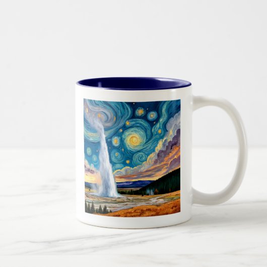 Tasse 2 Couleurs Starry Night Old Faithful Yellowstone Park (Droit)