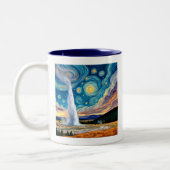 Tasse 2 Couleurs Starry Night Old Faithful Yellowstone Park (Gauche)