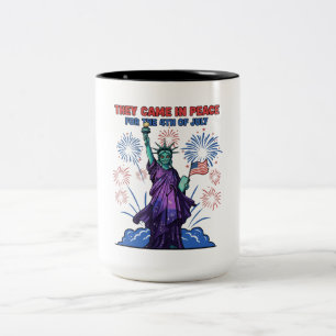 Tasse 2 Couleurs Statue de la Liberté Alien 4 juillet