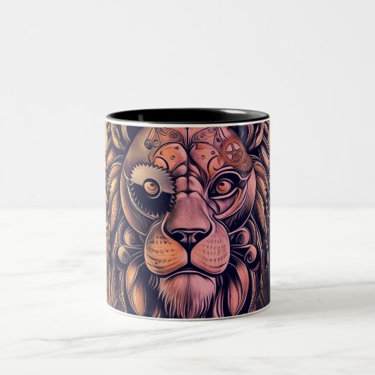 Tasse 2 Couleurs Steampunk Couleur Gradient Lion Rustique (Centre)
