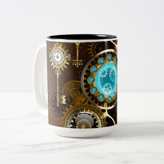 Tasse 2 Couleurs Steampunk Rusty Background (Devant gauche)