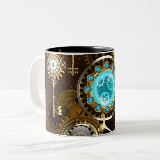 Tasse 2 Couleurs Steampunk Rusty Background (Devant gauche)