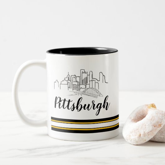 Tasse 2 Couleurs Steelers de Pittsburgh Skyline (Avec donut)