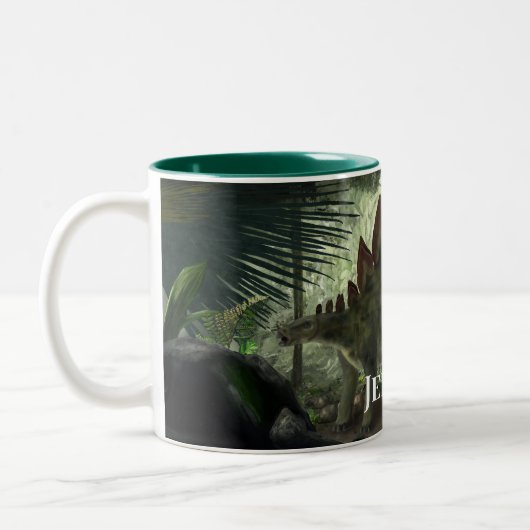 Tasse 2 Couleurs Stegosaurus et Deinonychus Dinosaures (Gauche)