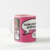 Tasse 2 Couleurs Stepmaman, Stepmère, Bonus Mom 4 Photo Fun Pink (Devant gauche)
