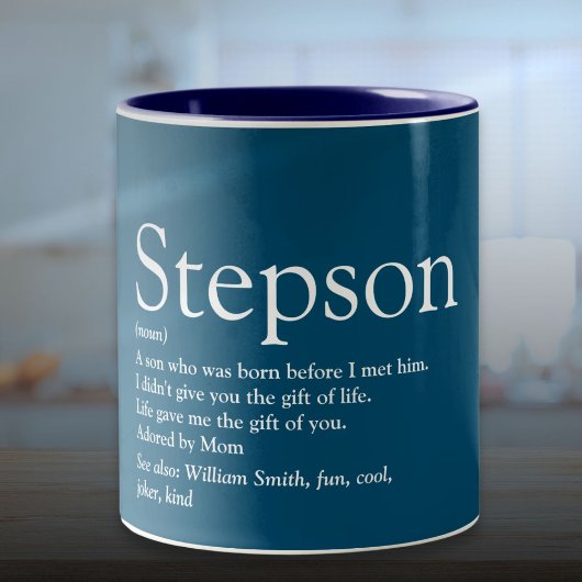 Tasse 2 Couleurs Stepson Typographique Fun Blue