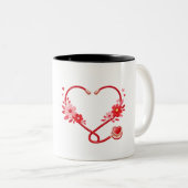 Tasse 2 Couleurs Stéthoscope d'infirmière florale (Devant droit)