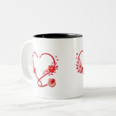 Tasse 2 Couleurs Stéthoscope d'infirmière florale (Devant gauche)