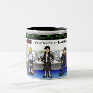 Tasse 2 Couleurs Stock Broker - Dessin féminin par PrintedPerfectio