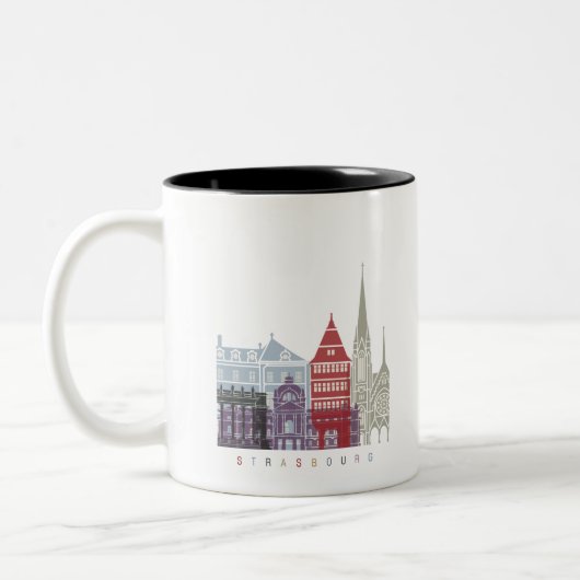 Tasse 2 Couleurs Strasbourg skyline poster (Gauche)