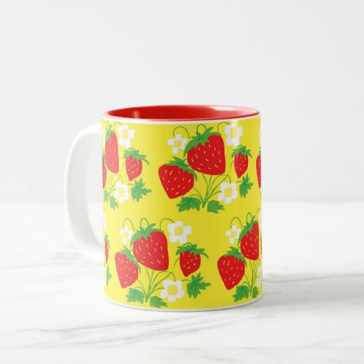 Tasse 2 Couleurs Strawberry and Flower Yellow Pattern (Devant gauche)